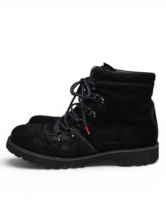 Hunter Macnie Rare Black Burnished Suede Vibram Sole Hiking Boots Lace Up 10